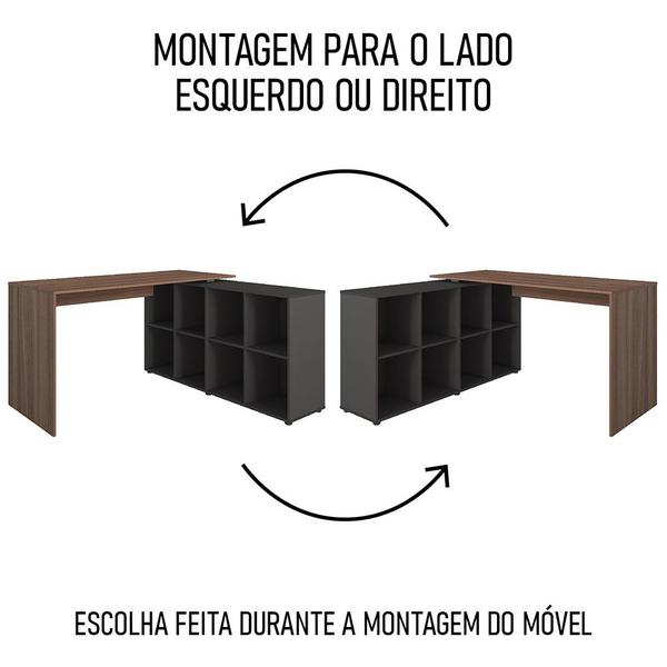 Imagem de Conjunto Escritório Home Office 4 Peças Nil A06 Ipê/Preto - Mpozenato