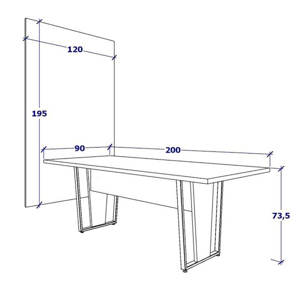 Imagem de Conjunto Escritório Mesa 2,00m Pé Metal Painel p/ TV PRE F5