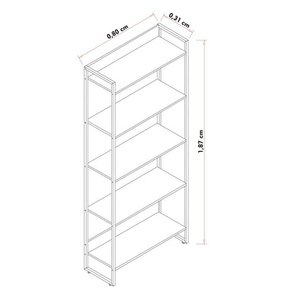 Imagem de Conjunto Escritório Mesa 90 e Estante Studio Industrial Branco - Mpozenato