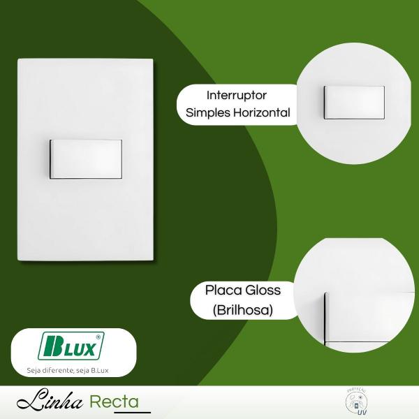 Imagem de Conjunto Espelho Com 1 Interruptor Horizontal Recta - B.lux