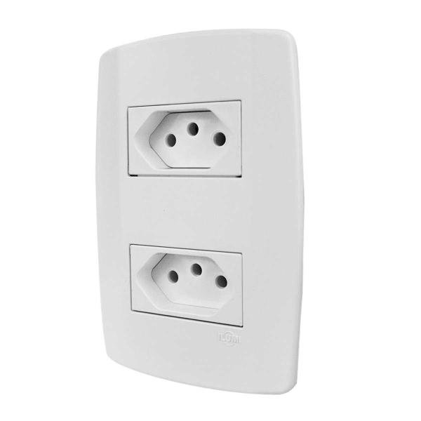 Imagem de Conjunto Espelho Monobloco 4x2 com 2 Tomadas Separadas 10A 250V~ Linha Slim Ilumi - 80120