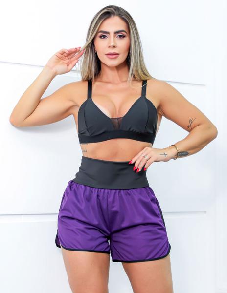 Imagem de Conjunto Esportivo Feminino Short Running com Bolsos em Dry Fit e Top com Bojo