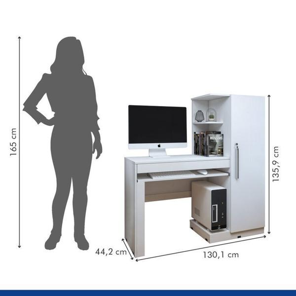 Imagem de Conjunto Estante Flex 5 Prateleiras e Escrivaninha com 1 Porta Branco