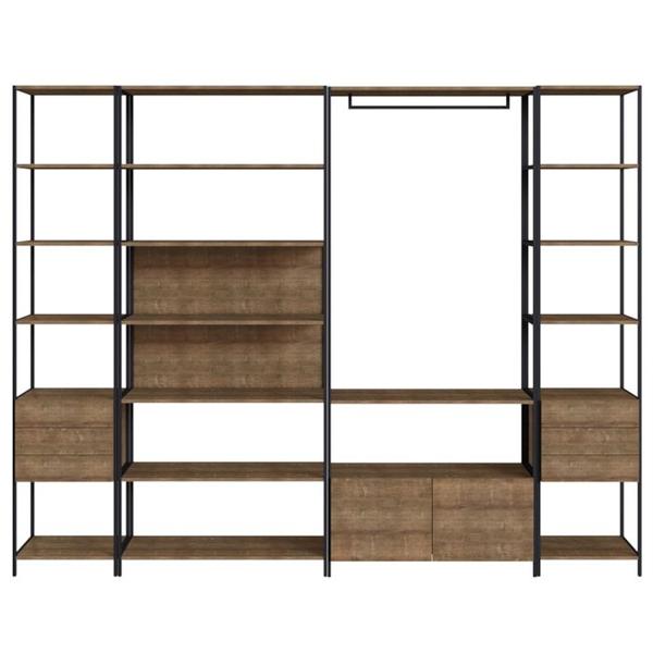 Imagem de Conjunto Estantes Para Closet Steel Quadra 27804 Vermont Preto Fosco Artesano