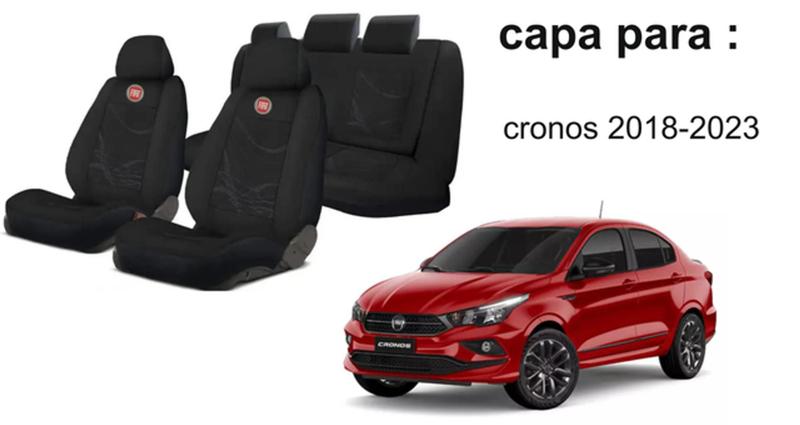 Imagem de Conjunto Exclusivo Fiat Cronos 2022-2023 + Capas Tecido, Volante e Chaveiro - Elegância