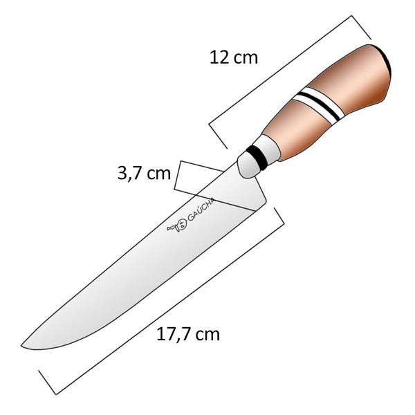 Imagem de Conjunto Faca em Inox e Chaira com Cabo de Madeira e Bainha Facas Gaúcha 30140