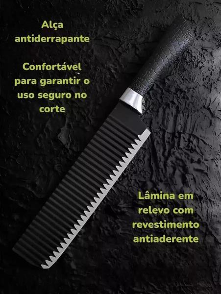 Imagem de Conjunto Facas 6 Peças Profissionais Antiaderente Cor Preto: