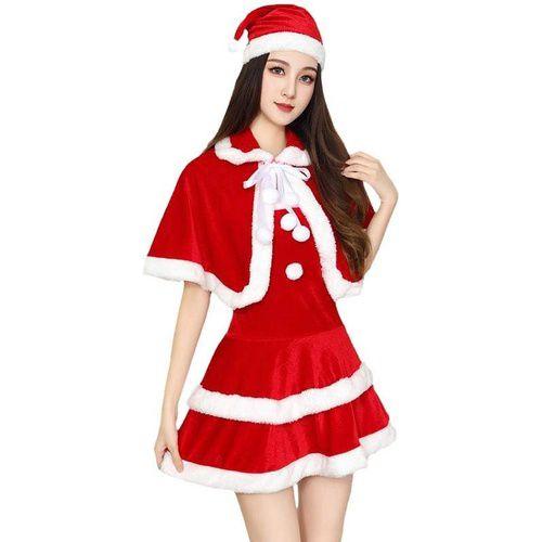 Imagem de Conjunto Fantasia Feminino Adulto Natal Mamãe Noel Natalino