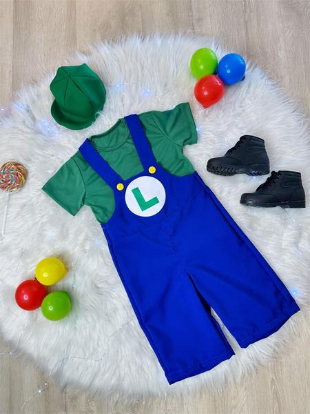 Imagem de Conjunto Fantasia Infantil Luigi Festas - Envio Rápido