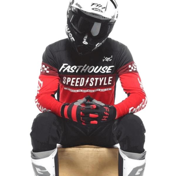Conjunto fasthouse mx grindhouse vermelho preto Imagem de Conjunto fasthouse mx grindhouse vermelho preto