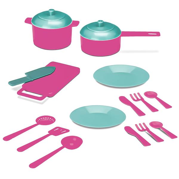 Imagem de Conjunto Faz De Conta Utensílios Para Cozinha Infantil Meninas Rosa Cardoso Toys