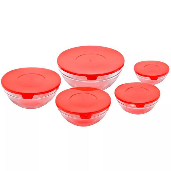 Imagem de Conjunto Fe 5 Bowls Vidro Yampa Vermelho - Ref. 25622