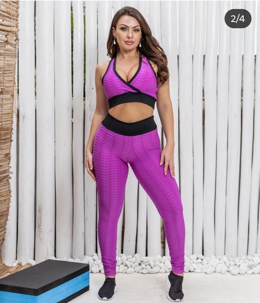 Imagem de Conjunto feminino calça e top brocado