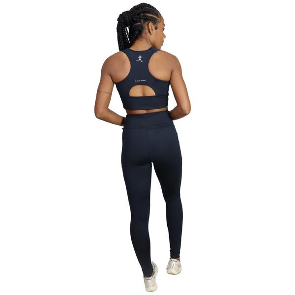 Imagem de Conjunto Feminino Com Sustentação Para Corrida Caminhada Academia Treino Indrills Running All Black