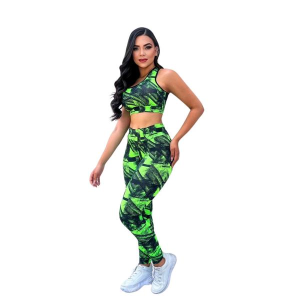 Imagem de Conjunto feminino de Academia Roupa Moda Fitnnes Top e Calça Suplex