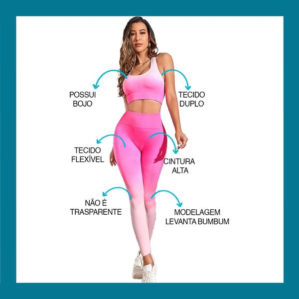 Imagem de Conjunto Feminino Degrade Calça Leg E Top Academia Fitness