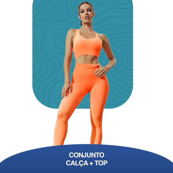 Imagem de Conjunto Feminino Degrade Calça Leg E Top Academia Fitness