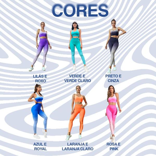 Imagem de Conjunto Feminino Degrade Calça Leg E Top Academia Fitness