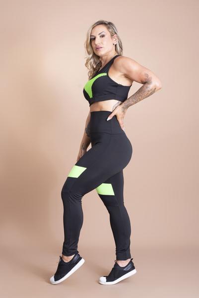 Imagem de Conjunto Feminino Fitness Calça Legging Cintura Alta Detalhe Perna E Top Tela Academia Moda Treino F7 NEW STYLE