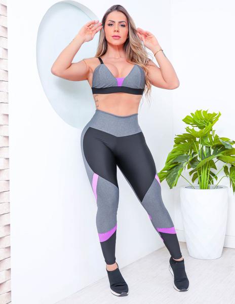 Imagem de Conjunto Feminino Fitness com Calça Legging e Top com Bojo