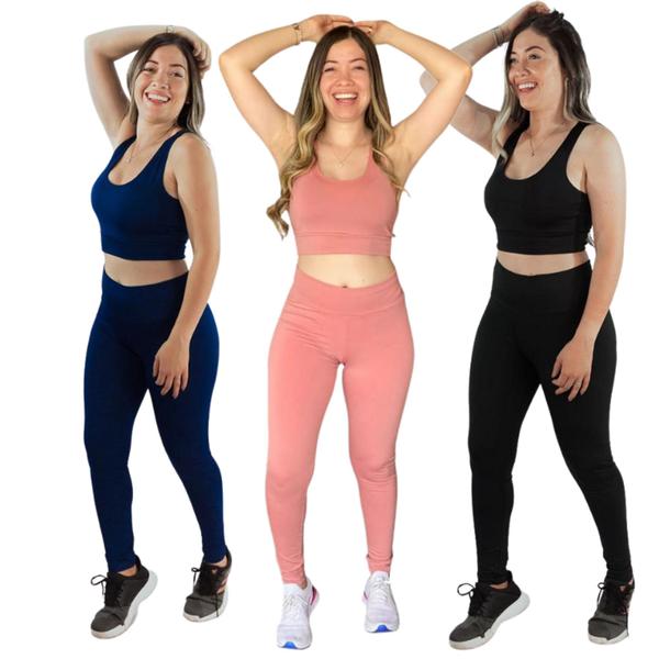 Imagem de Conjunto Feminino Fitness Legging E Top Roupas De Academia Cross