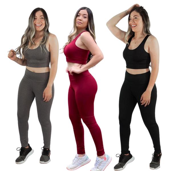 Imagem de Conjunto Feminino Fitness Legging E Top Roupas De Academia Cross