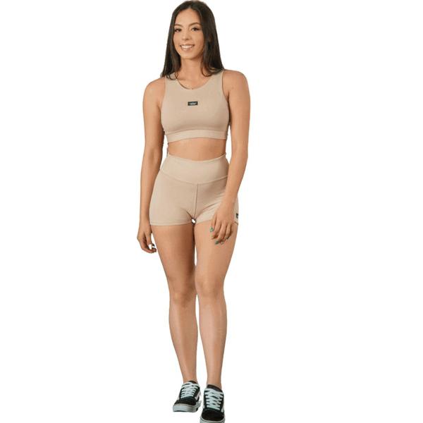 Imagem de Conjunto Feminino Fitness Top e Short Suplex Poliamida Nude