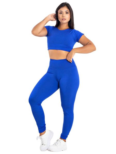 Imagem de Conjunto Feminino Fitness Top Manga + Calça Legging Basica  MAG853_901