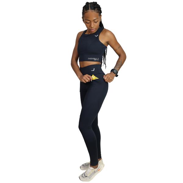 Imagem de Conjunto Feminino Para Corrida Academia Treino Indrills Running Top + Short + Legging All Black