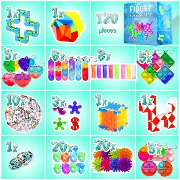 Conjunto Fidget Toys MOZACI, pacote com 120 unidades, crianças e adultos, autismo sensorial Imagem de Conjunto Fidget Toys MOZACI, pacote com 120 unidades, crianças e adultos, autismo sensorial