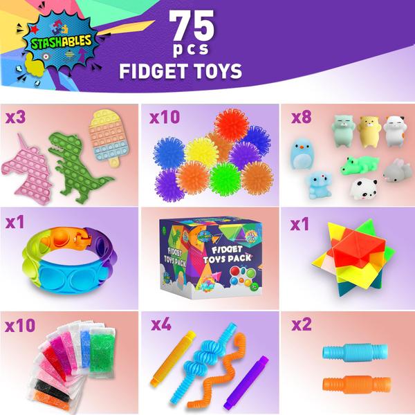 Imagem de Conjunto Fidget Toys Stashables Deluxe de 75 peças para crianças com kits Pop