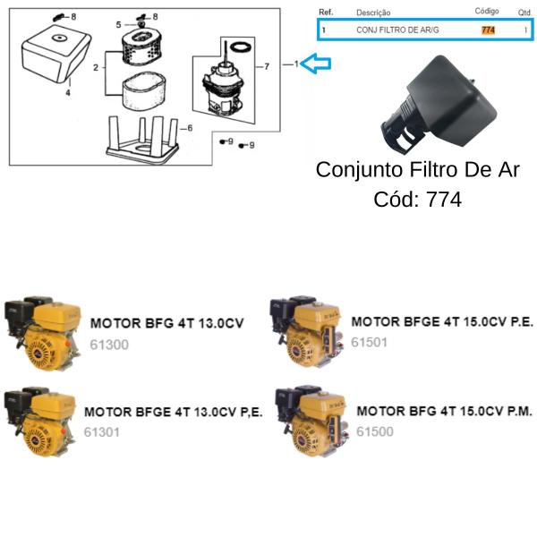 Imagem de Conjunto Filtro De Ar Comp. Motor 13cv Buffalo/branco/toyama