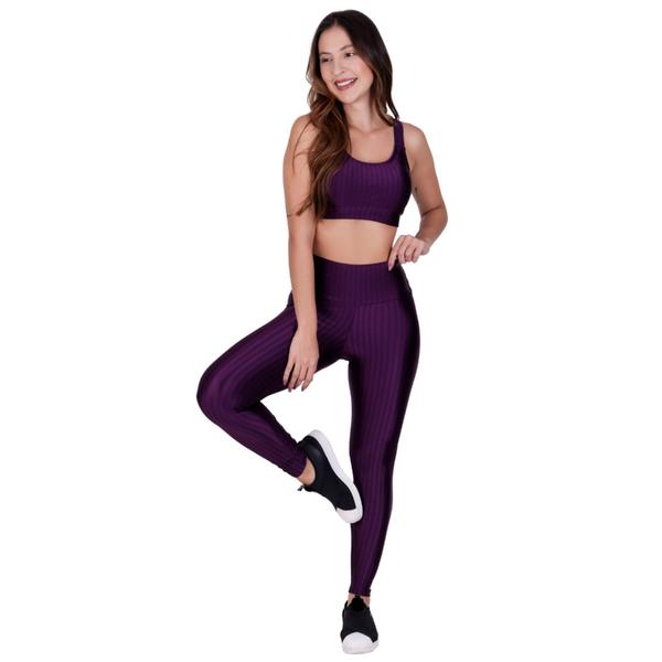 Imagem de Conjunto Fitness 3D Cropped Bojo Removível e Legging Cintura Alta - CONJUNTO BÁRBARA