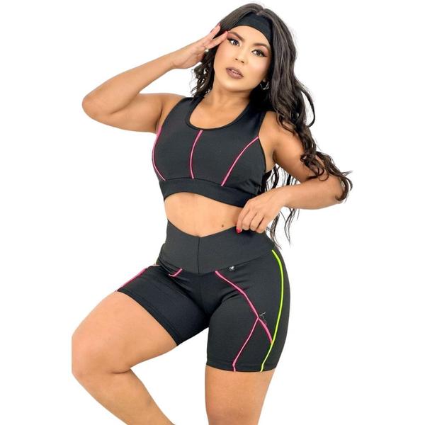 Imagem de Conjunto Fitness Academia Feminino Top Short e Legging 3 peças