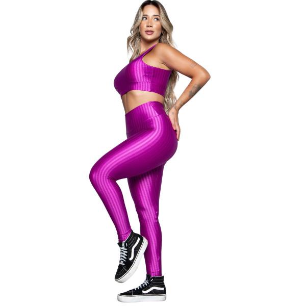 Imagem de Conjunto Fitness Bella Fiore New Zig 3D Top Bojo Removível e Calça Academia Malhar