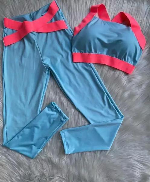 Imagem de Conjunto Fitness Calça Leg e Top Roupa de Treino Academia