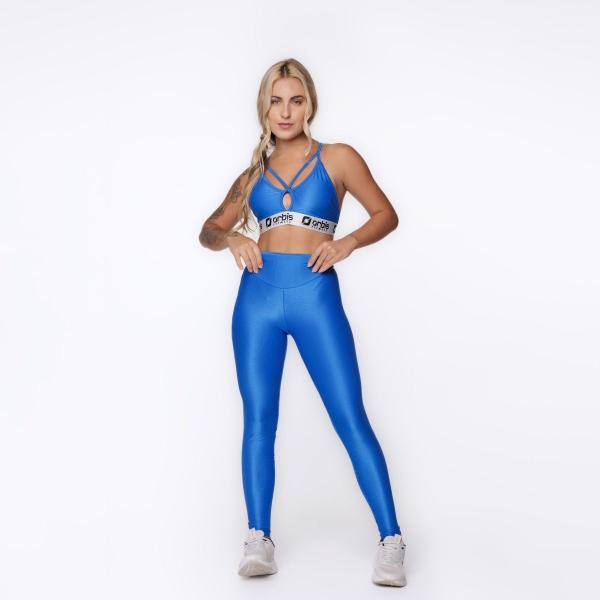 Imagem de Conjunto Fitness Calça Legging Bolso E Top Tiras Bojo Poliamida