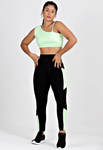 Imagem de Conjunto Fitness calça legging com bolso + Cropped com detalhes nos ombros e costas