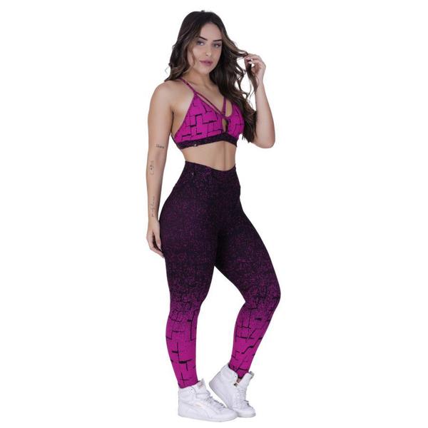 Imagem de Conjunto Fitness Calça Legging Feminina Degrade + Top Tiras Bojo Orbis - Rosa, M