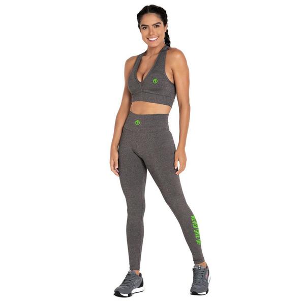 Imagem de Conjunto Fitness com Top e Legging para Academia Cós Alto - Novidade - Cinza - Oilec Sports