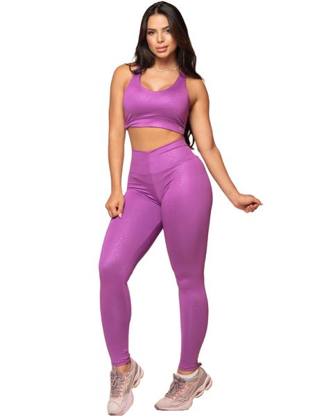 Imagem de Conjunto Fitness Feminino Academia Calça Legging e Top Poliamida Zero Transparência