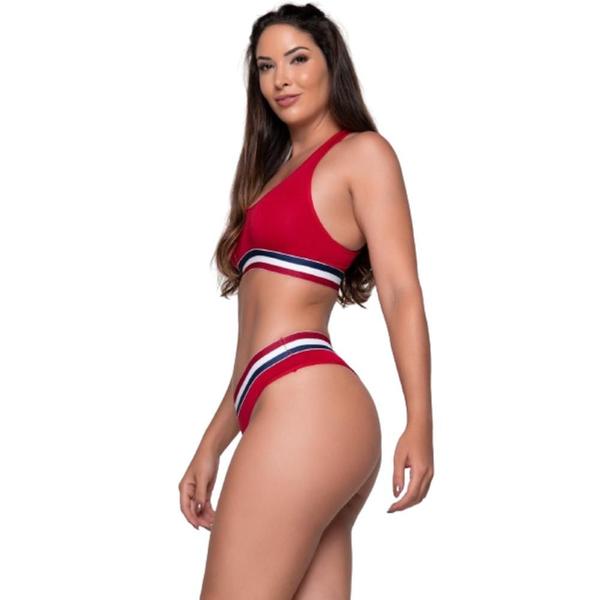 Imagem de Conjunto Fitness Feminino Academia Cropped Calcinha Tanga Conforto Top Nadador Ginástica