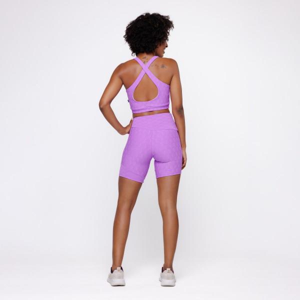 Imagem de Conjunto Fitness Feminino Bermuda Cintura Alta e Top Alça Larga Bojo Poliamida