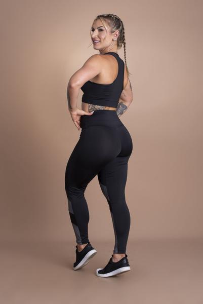 Imagem de Conjunto Fitness Feminino Calça Legging Cintura Alta Detalhe Moda E Top Nadador Básico Academia Treino F7 NEW STYLE