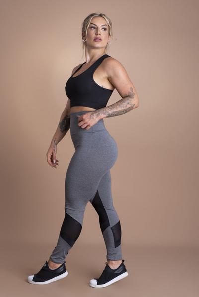 Imagem de Conjunto Fitness Feminino Calça Legging Cintura Alta Detalhe Na Perna E Top Nadador Liso Básico Moda Treino Academia F7 NEW STYLE