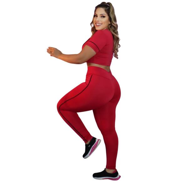 Imagem de Conjunto Fitness Feminino Calça Legging e Cropped Academia