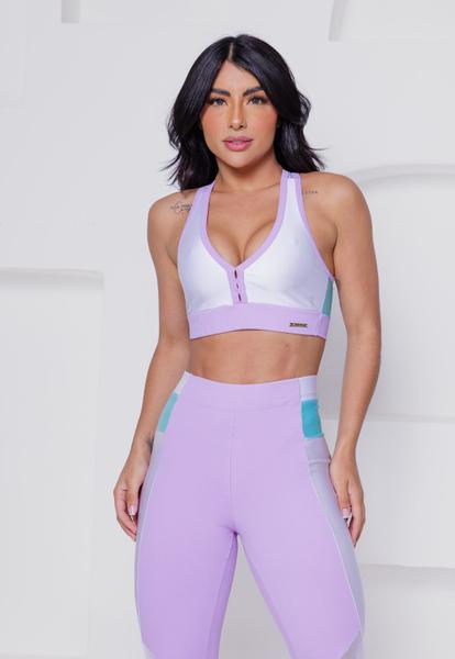 Imagem de Conjunto Fitness Feminino de Academia Calça Legging E Top Sem Bojo, Poliamida.