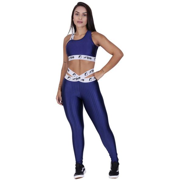 Imagem de Conjunto Fitness Feminino Legging Cós Transpasse + Top Bojo Cirrê 3D Elástico Personalizado Orbis