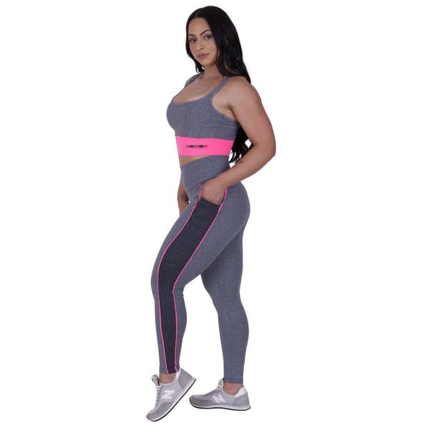 Imagem de Conjunto fitness feminino legging suplex poliamida bolso lateral + top bojo orbis