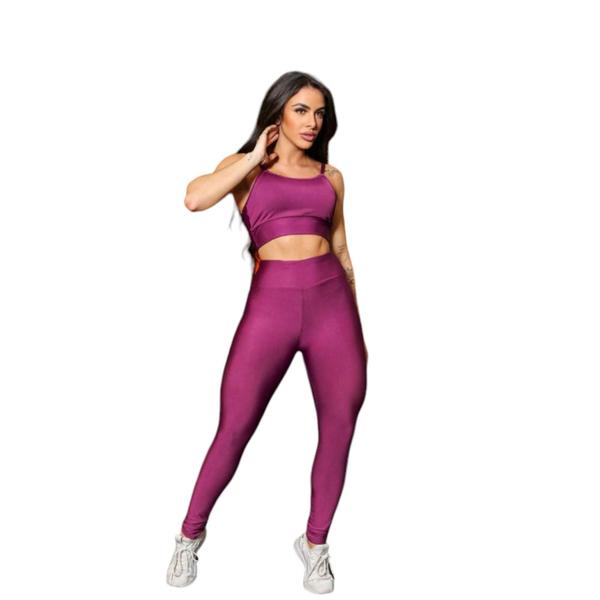 Imagem de CONJUNTO Fitness Feminino TOP ALÇA FINA + Calça LEG BÁSICA Sports Treino Tecido Premium 877